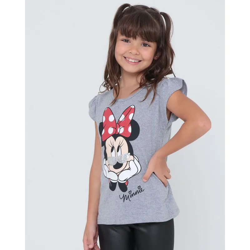 Blusa infantil Estampa Minnie Disney Cinza 8