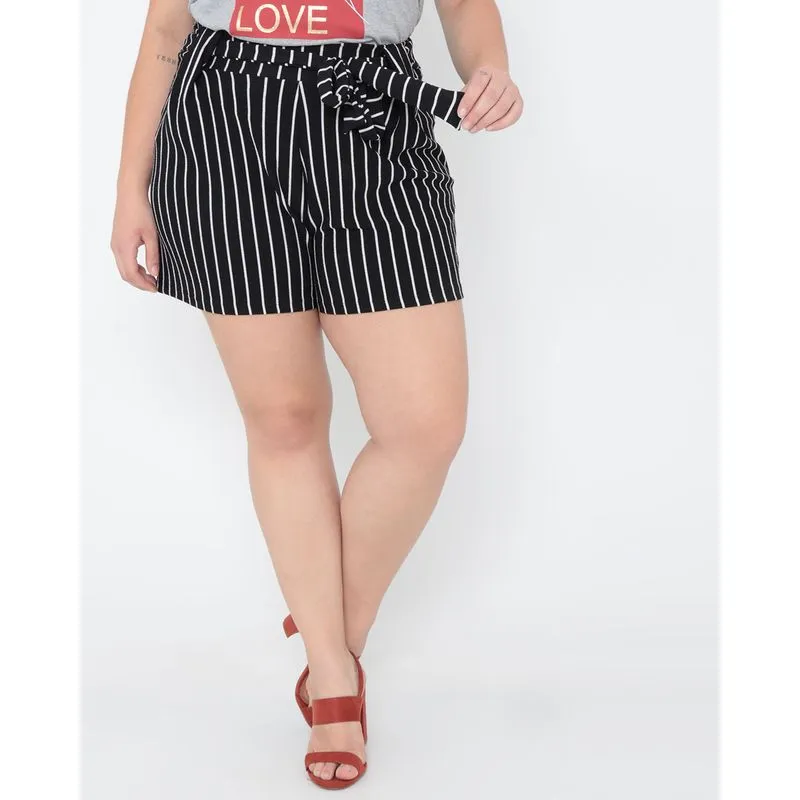 Short Plus Size Listrado Preto G2