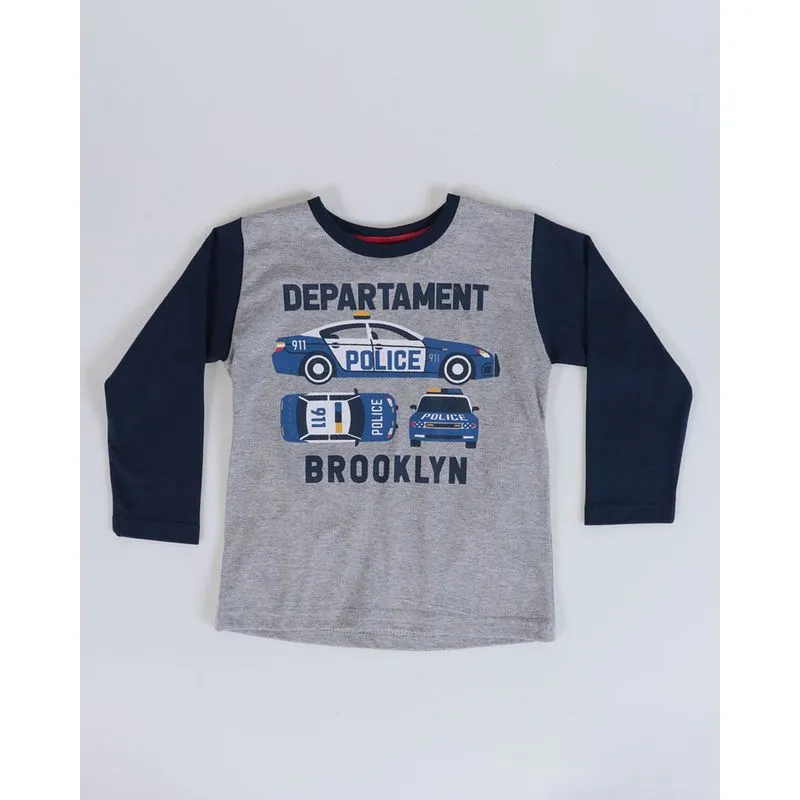 Camiseta Bebê Manga Longa Mescla Cinza 2