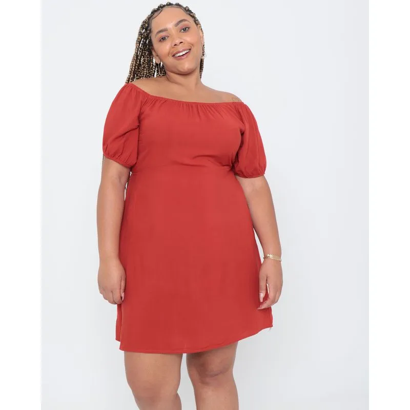 Vestido Plus Size Ciganinha Liso Terracota G1