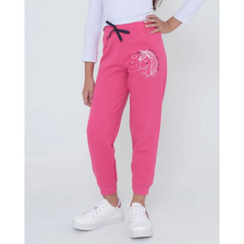 Calça Infantil de Moletom Estampa Unicórnio Rosa 4