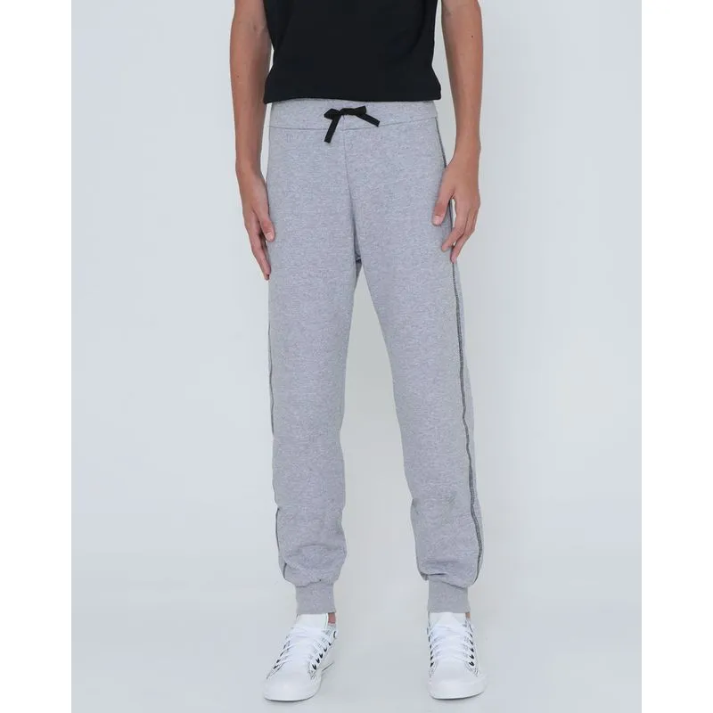 Calça Juvenil Moletom Jogger Mescla Cinza 10