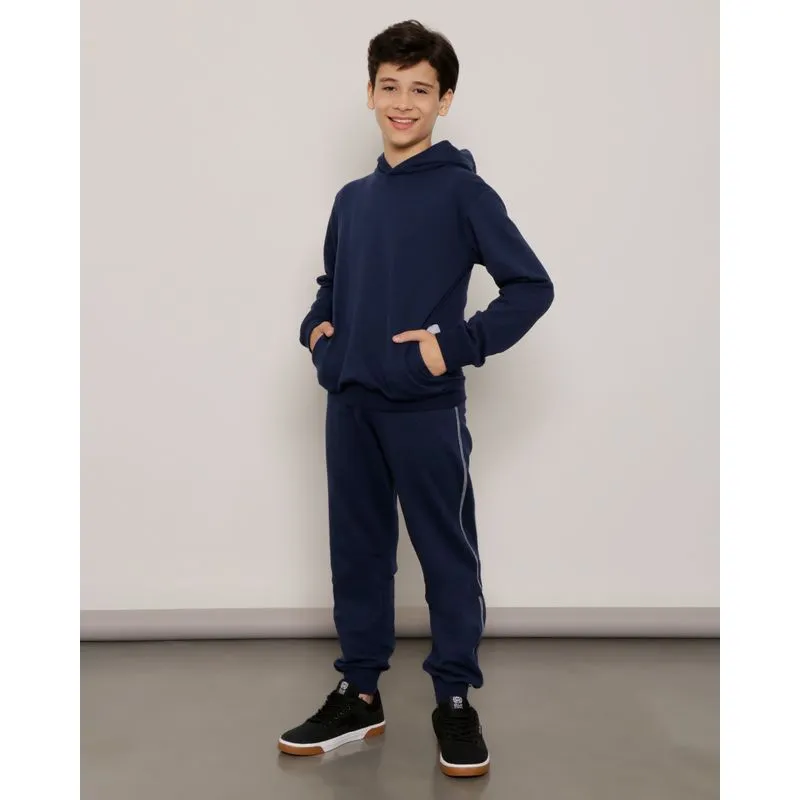 Calça Juvenil Moletom Jogger Azul Marinho 14