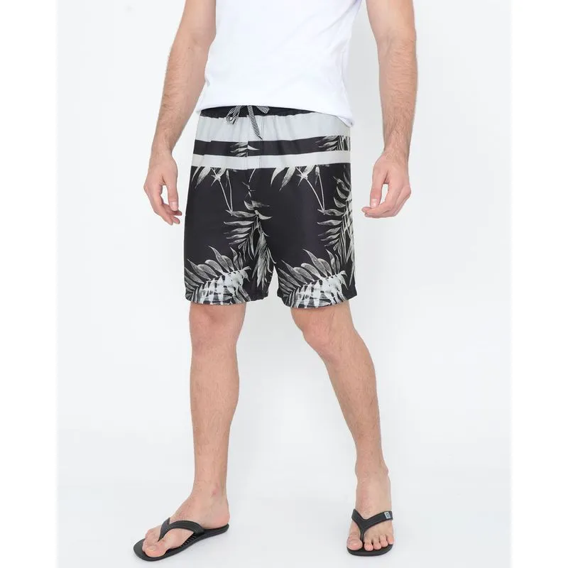 Bermuda Masculina Estampa Floral Preta M