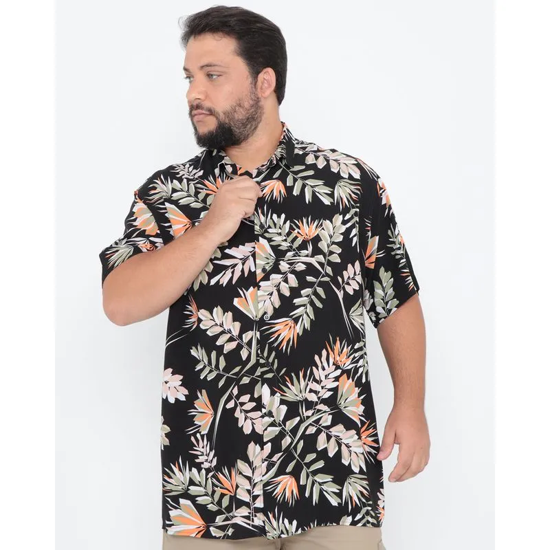 Camisa Plus Size Floral Preta 9