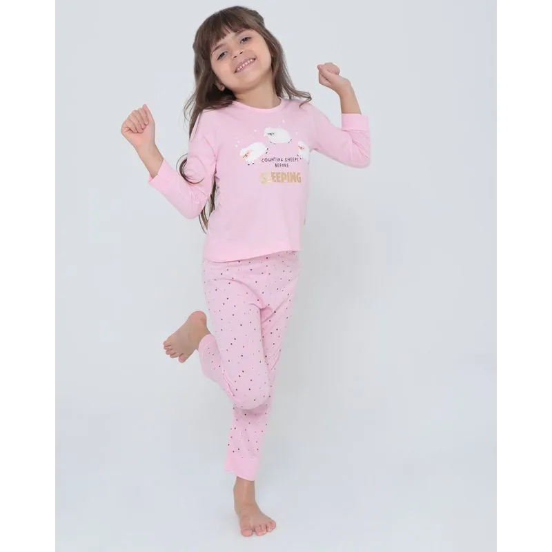Pijama Infantil Longo Ovelhinhas Rosa 2