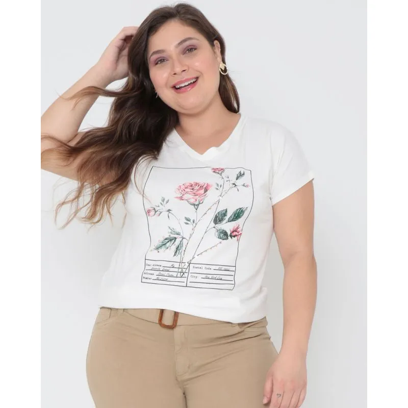 Blusa plus size estampa detalhe tachas off white G2