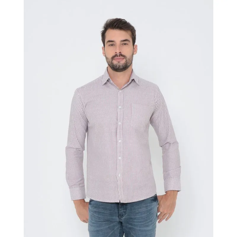 Camisa Masculina Manga Longa Listrada Vinho 5