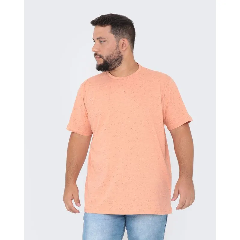 Camiseta Plus Size Botonê Listrada Laranja G1