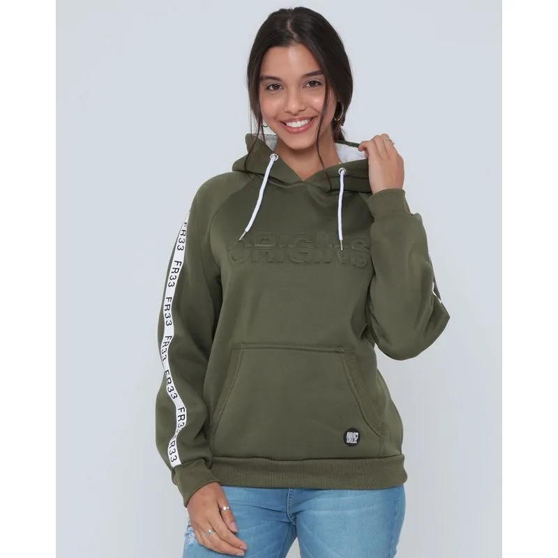 Blusão feminino moletom capuz verde P
