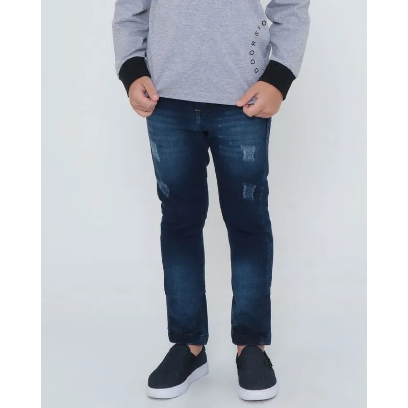 Calça Jeans Infantil Puídos Azul Escuro 6