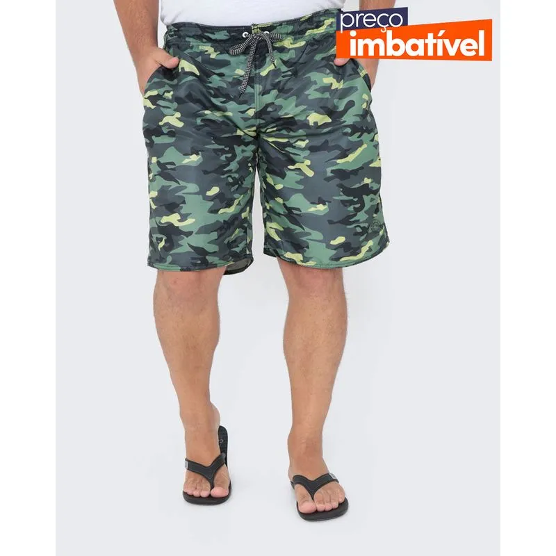 Bermuda Plus Size Estampa Camuflada Verde Escuro G1