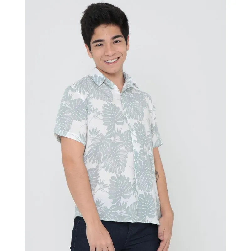 Camisa Juvenil Estampa Folhas Branca 12