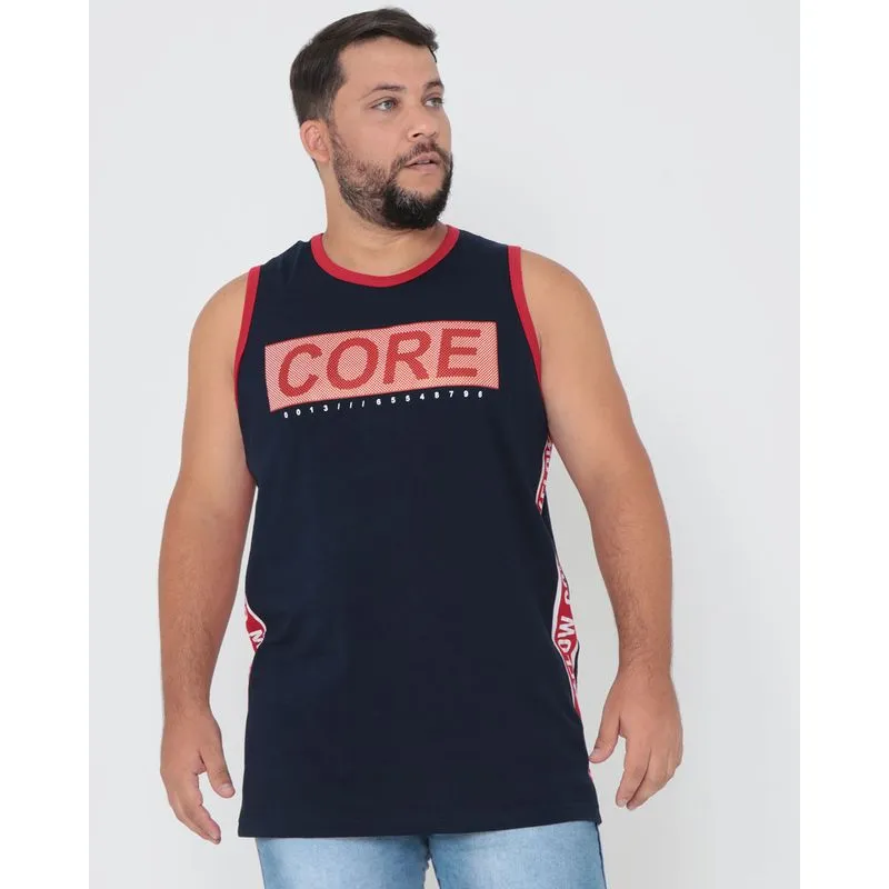 Regata Plus Size Estampa Core Plus Azul Marinho G3