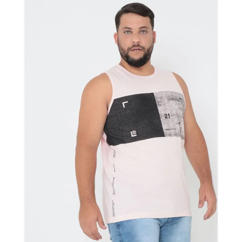 Regata Masculina Plus Size Estampa Diferenciada Rosa G4