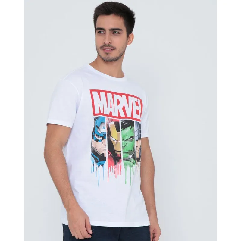Camiseta Masculina Algodão Estampa Marvel Branca P