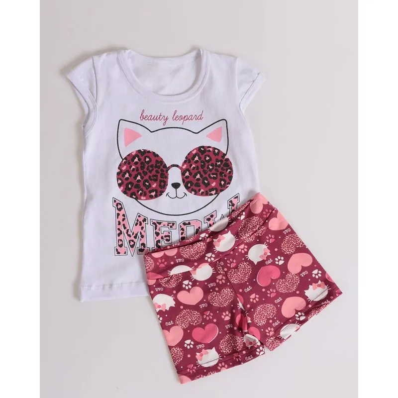 Conjunto Bebê Gatinha Brilho Branco 3