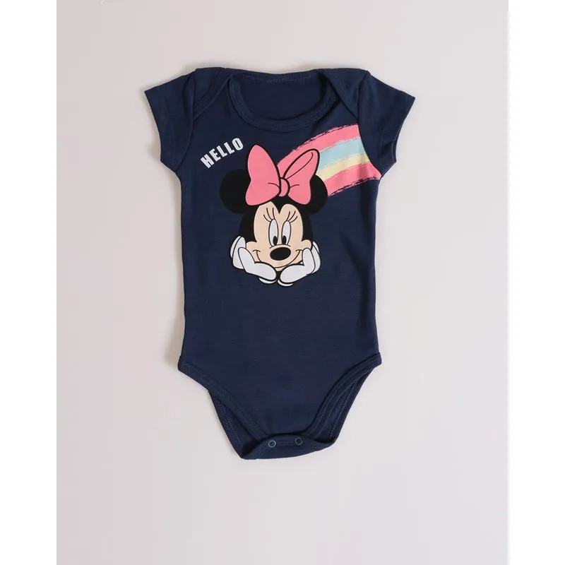 Body Bebê Minnie Disney Azul Marinho G