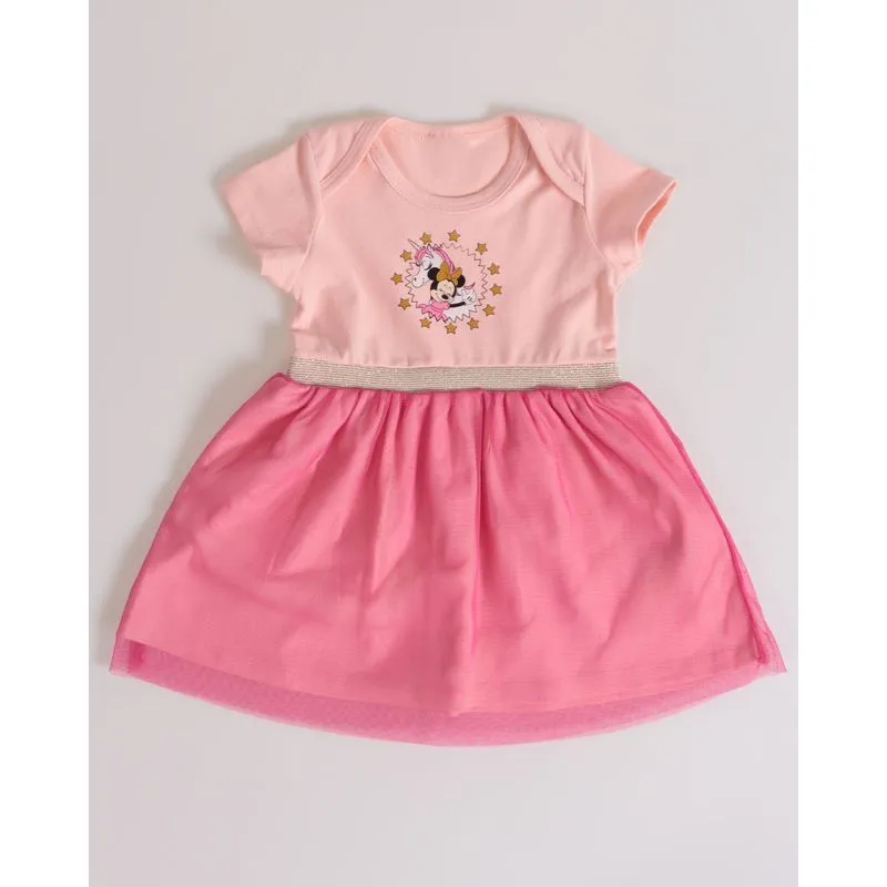 Vestido Bebê Estampa Minnie Rosa Claro G
