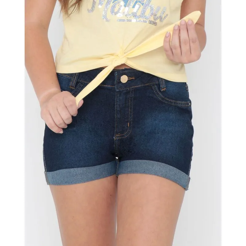 Short Jeans Juvenil Azul Escuro 12
