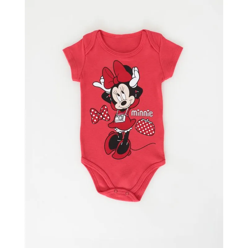 Body Bebê Estampa Minnie Disney Vermelho P