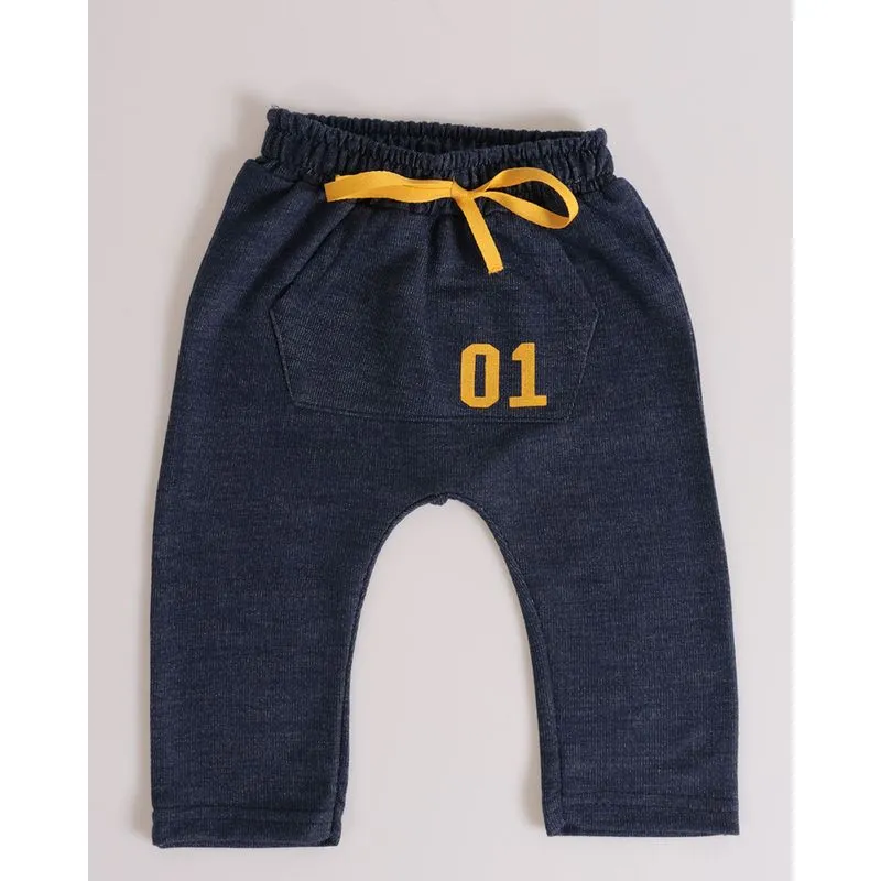 Calça Bebê Saruel Bolso Canguru Azul Marinho G