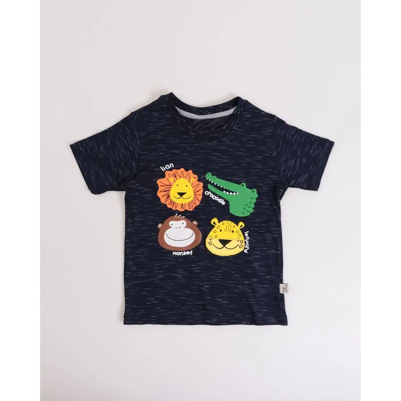 Camiseta Bebê Estampa Bichos Azul Marinho 1