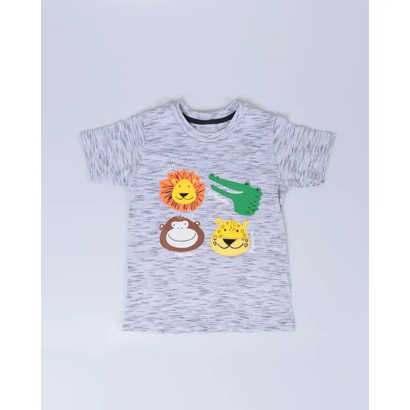 Camiseta Bebê Estampa Bichos Mescla Branco 1