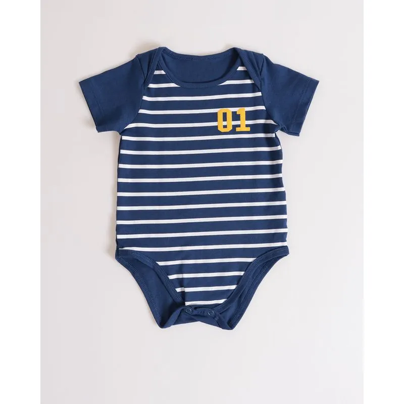 Body Bebê Listrado Azul Marinho G
