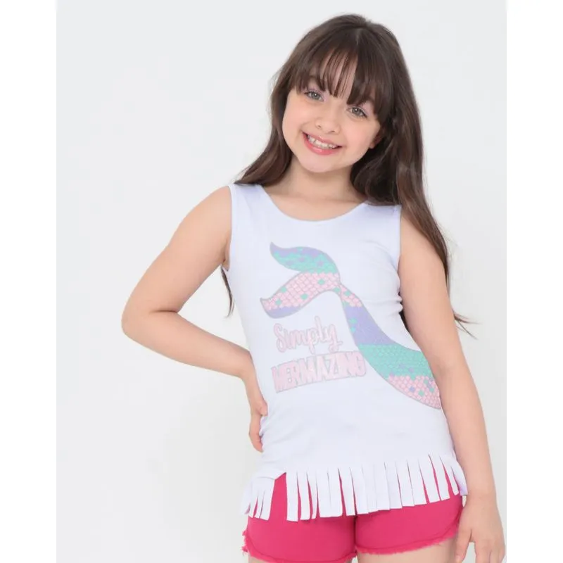 Regata Infantil Sereia Franjas Branca 6