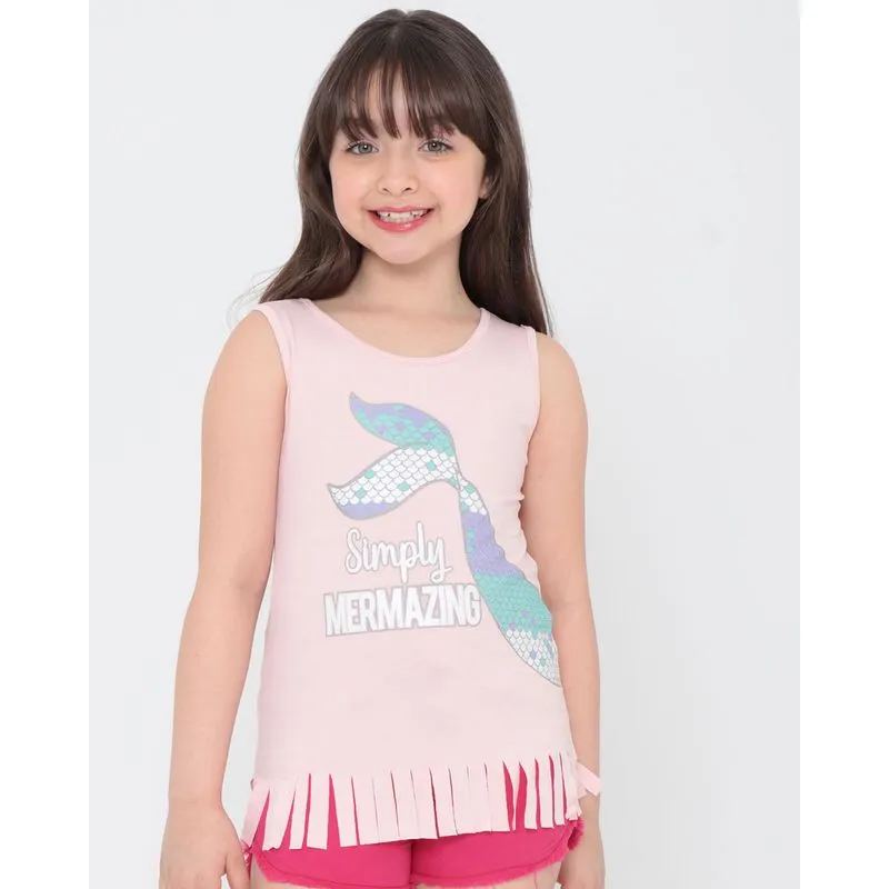 Regata Infantil Sereia Franjas Rosa 4
