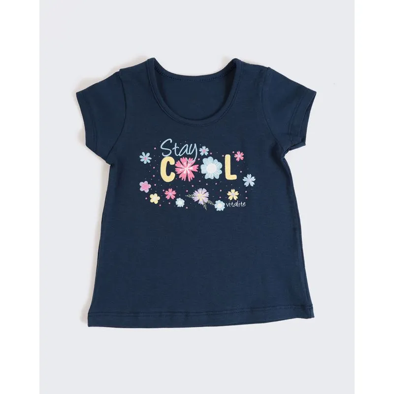 Blusa Bebê Estampa Florzinhas Azul Marinho 3