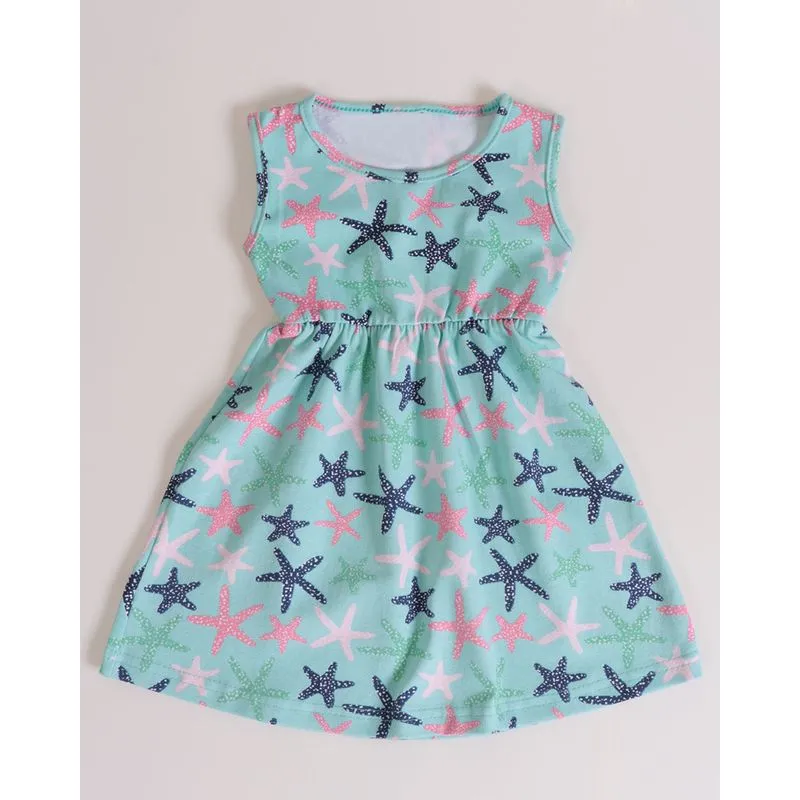 Vestido Bebê Regata Estampa Estrela do Mar Verde Claro P