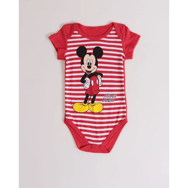 Body Bebê Mickey Disney Vermelho P