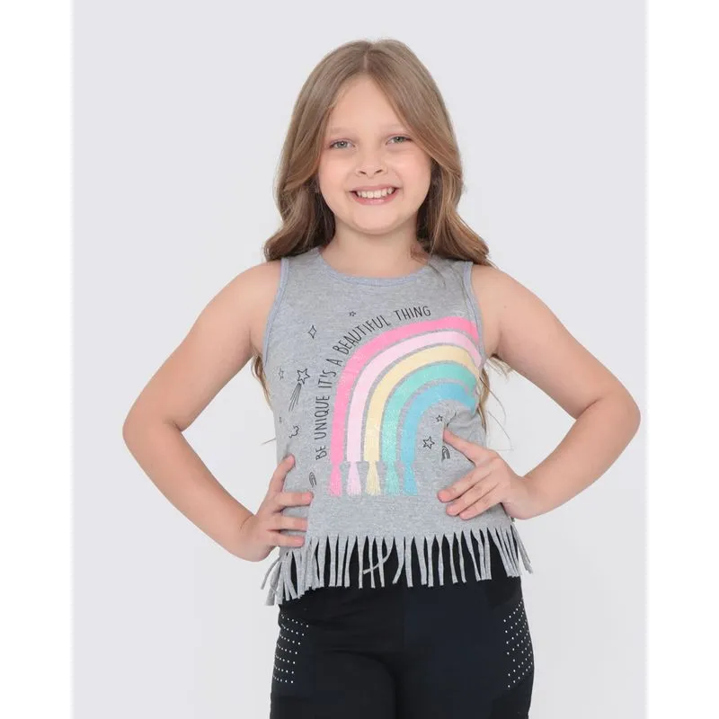 Regata Infantil Glittler Franjas Mescla Cinza 6