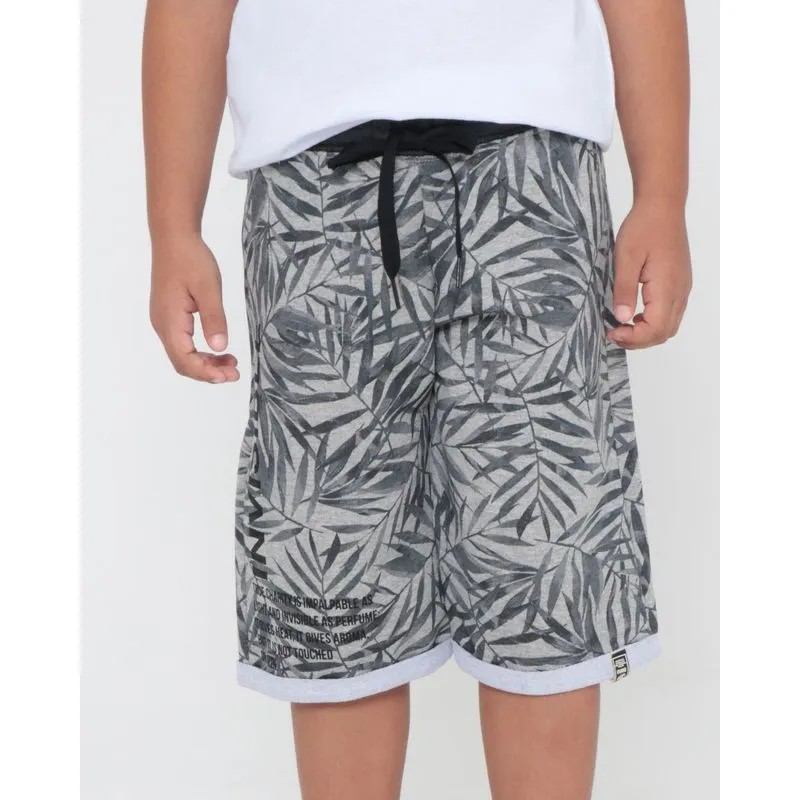 Bermuda Moletinho Infantil Estampa Folhas Cinza 10