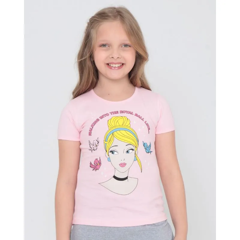Blusa Infantil Estampa Cinderela Disney Rosa 8
