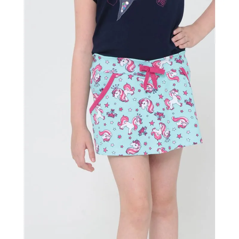 Short Saia Infantil Estampa Unicórnio Verde 4