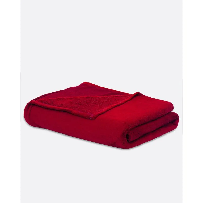 Manta Casal Microfibra Arte e Cazza Vermelho Escuro UN