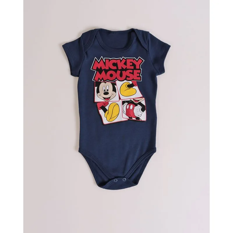 Body Bebê Estampa Mickey Disney Azul Marinho P