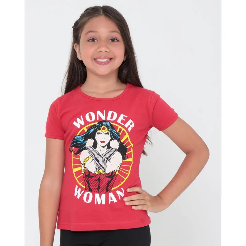 Blusa Infantil Mulher Maravilha Liga da Justiça Vermelha 10