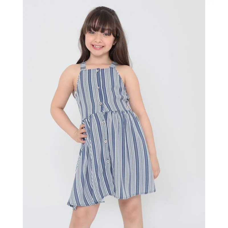 Vestido Infantil Regata Listrado Azul Marinho 4