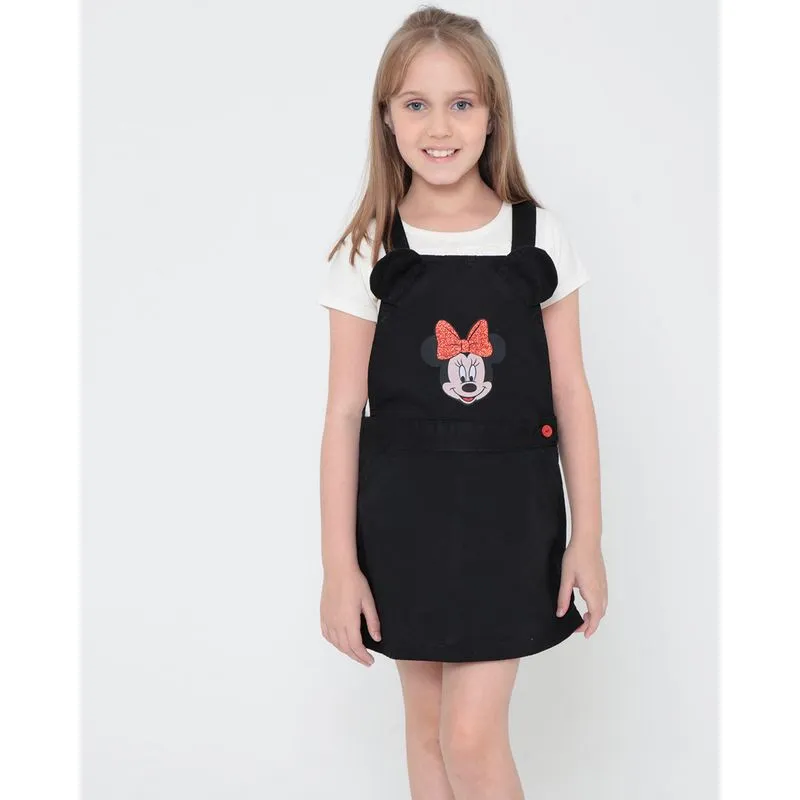 Salopete Infantil Minnie Com Orelhinhas Preta 8