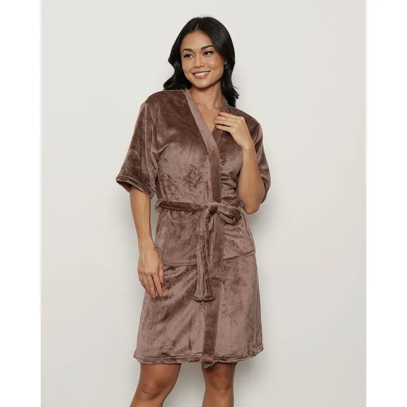 Roupão Unissex Plumagem Flannel Plush Marrom P