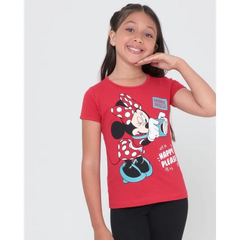 Blusa Infantil Estampa Minnie Disney Vermelha 4