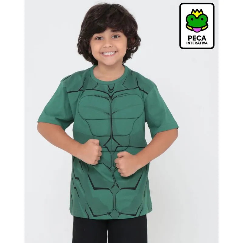 Camiseta Infantil Com Enchimento Hulk Marvel Verde 12