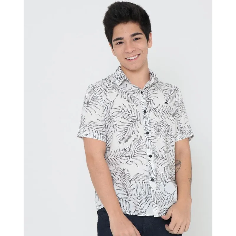 Camisa Juvenil Estampa Floral Branca 14