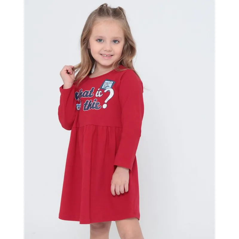 Vestido Infantil Manga Longa Evasê Vermelho 4