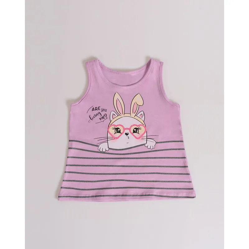 Regata Bebê Estampa Coelho Lilás Claro 3