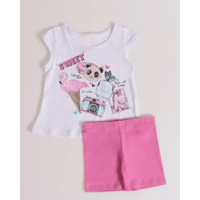 Conjunto Bebê Urso Panda Com Brilho Branco M